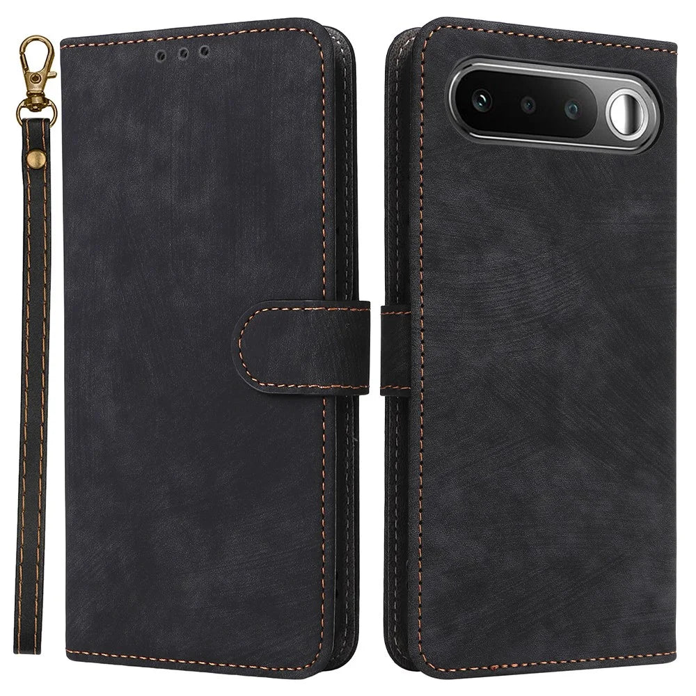 For Realme 16 5G Phone Case Wallet RFID Blocking PU Leather Phone Cover Stand with Strap - Black - 1