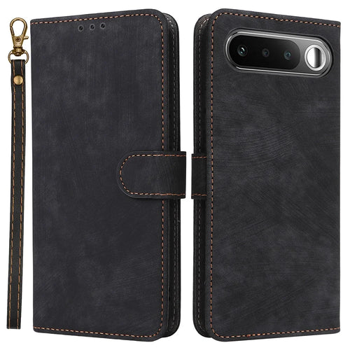 For Realme 16 5G Phone Case Wallet RFID Blocking PU Leather Phone Cover Stand with Strap - Black - 1