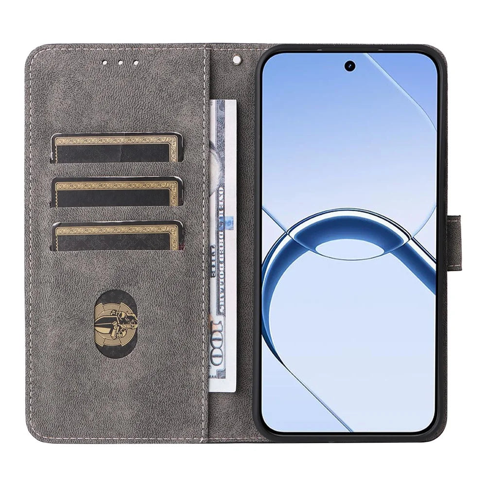 For Realme 16 5G Phone Case Wallet RFID Blocking PU Leather Phone Cover Stand with Strap - Black - 2