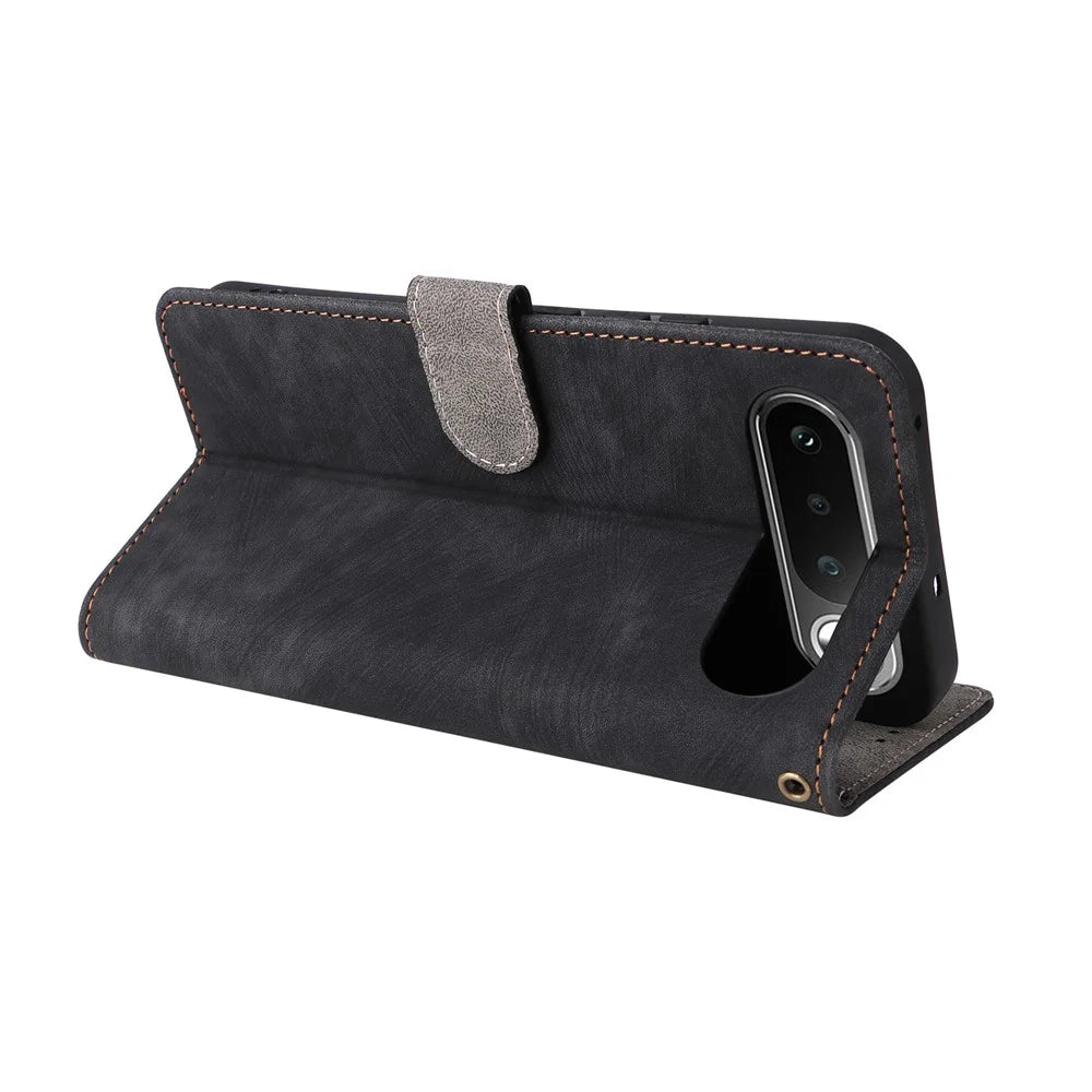 For Realme 16 5G Phone Case Wallet RFID Blocking PU Leather Phone Cover Stand with Strap - Black - 5
