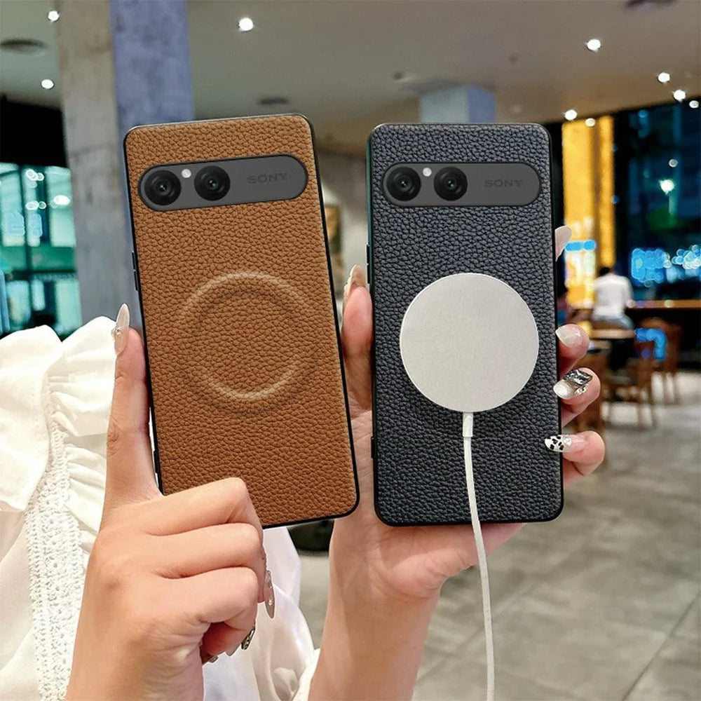 For Sony Xperia 10 VII Magnetic Case Litchi Texture PU Leather Coated PC + TPU Protective Phone Cover - Orange - 3