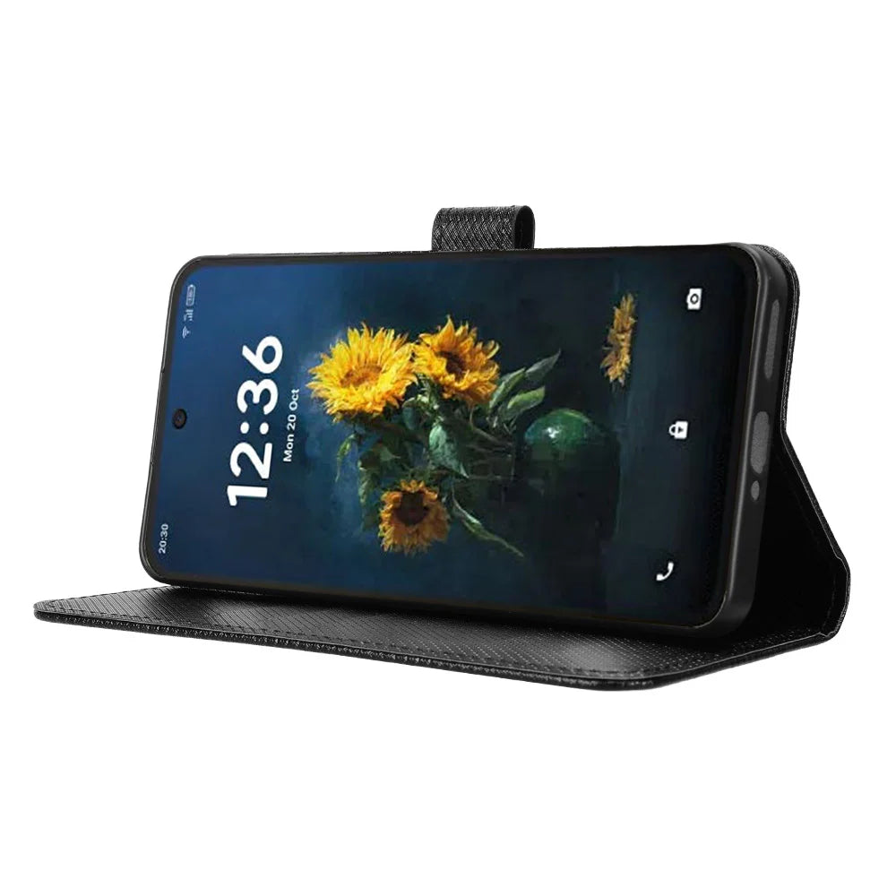For TCL NxtPaper 70 Pro 5G Leather Wallet Case with Strap Diamond Texture Phone Cover - Black - 7