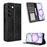 For Realme C100 5G / C83 5G Leather Case Wallet Stand Retro Texture Phone Cover - Black - 1