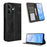 For Realme Note 80 4G Leather Case Wallet Stand Retro Texture Phone Cover - Black - 1