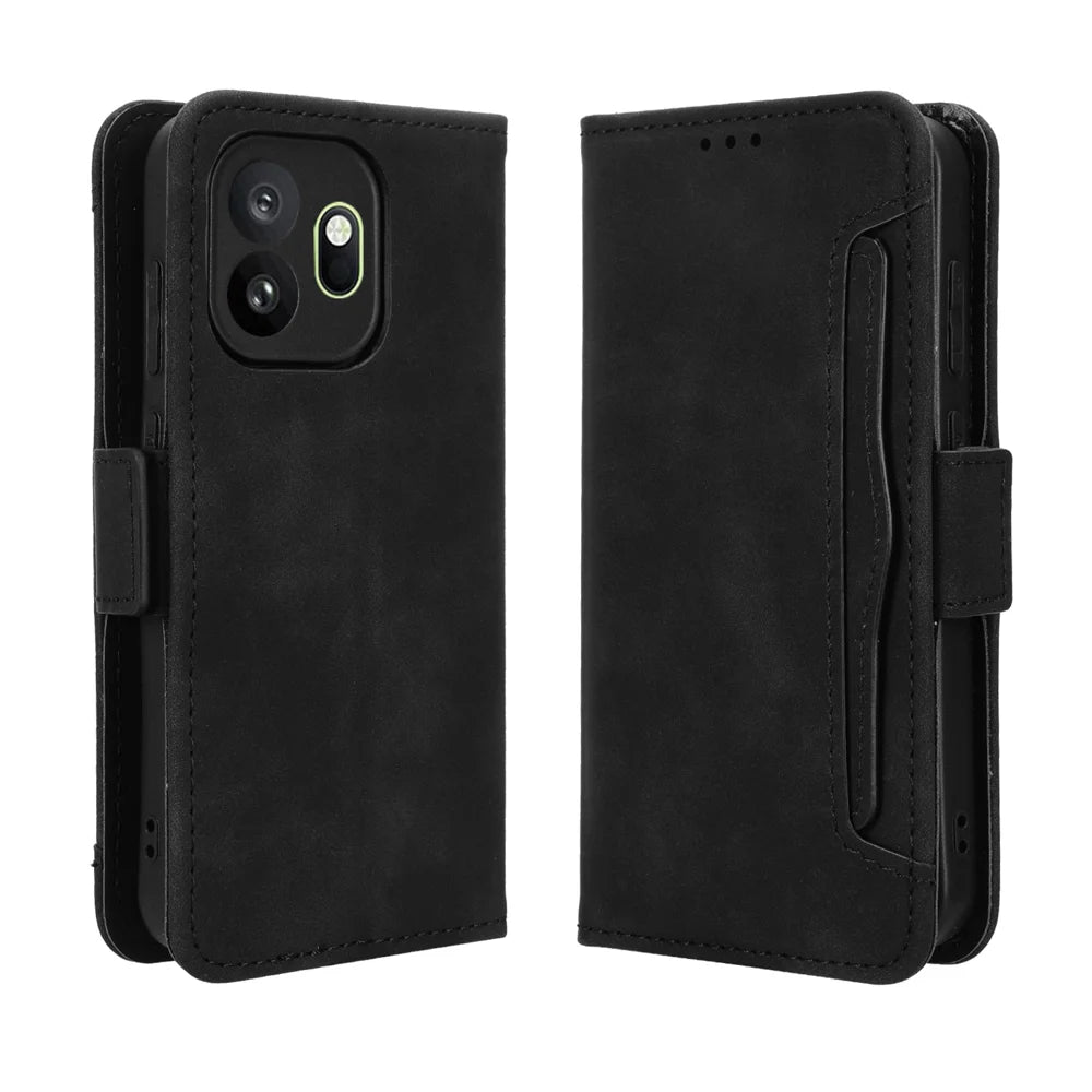 For OnePlus 15T 5G Leather Case Phone Wallet Cover with Multiple Card Slots - Black - 1
