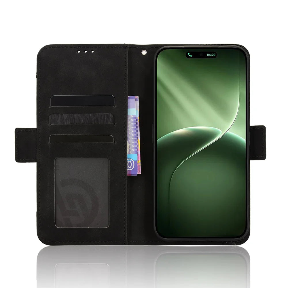 For TECNO Camon 50 4G Leather Case Phone Wallet Cover with Multiple Card Slots - Black - 5