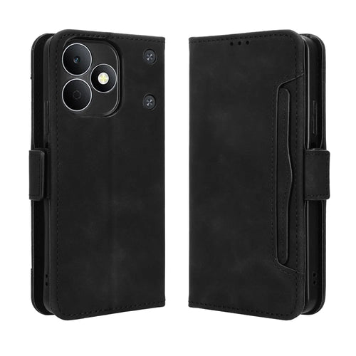 For Realme Note 80 4G Leather Case Phone Wallet Cover with Multiple Card Slots - Black - 1