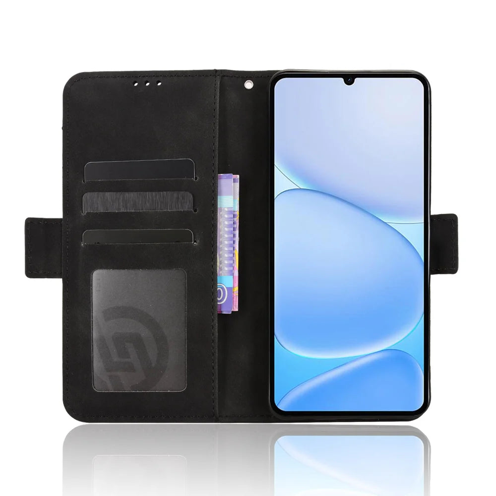 For Realme Note 80 4G Leather Case Phone Wallet Cover with Multiple Card Slots - Black - 5