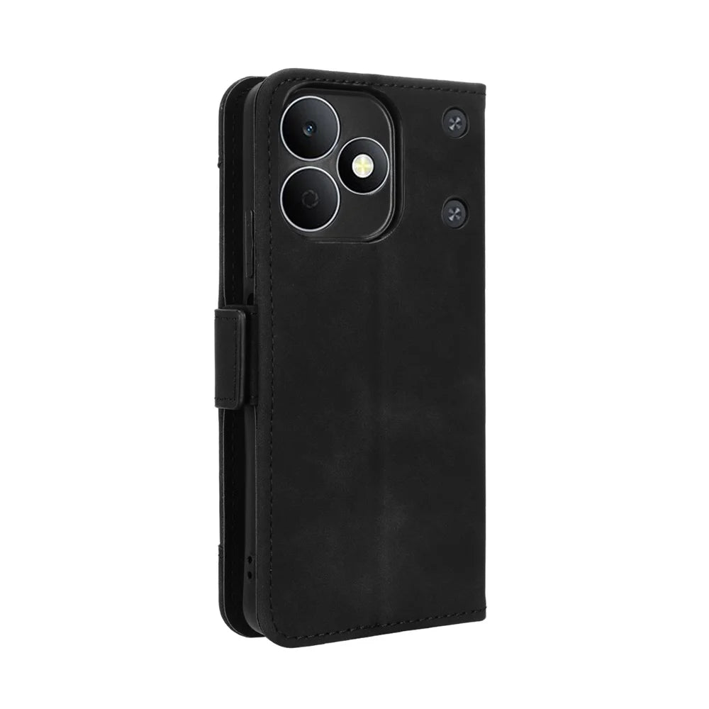 For Realme Note 80 4G Leather Case Phone Wallet Cover with Multiple Card Slots - Black - 7