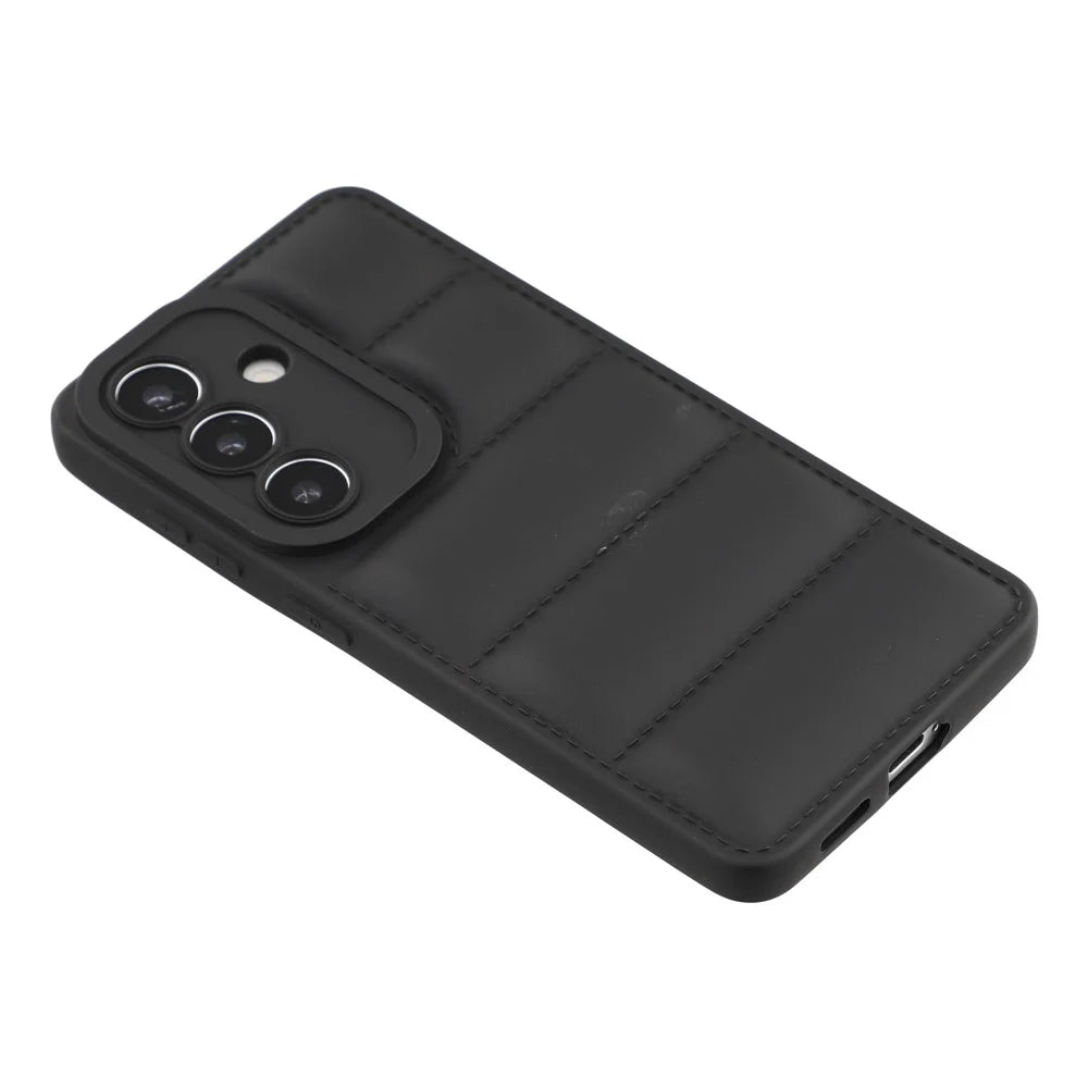 For Samsung Galaxy S26+ TPU Case Down Jacket Design Shock-Absorbent Phone Protector - Black - 4