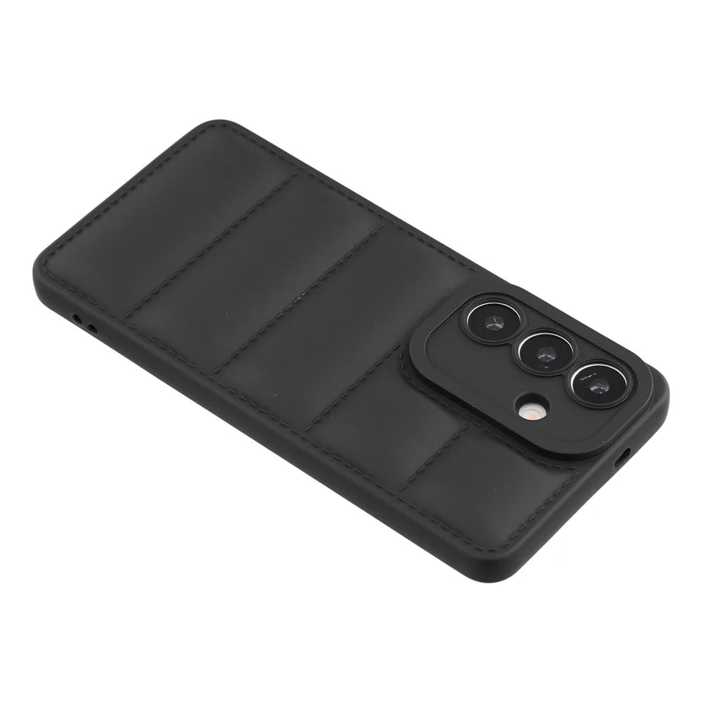 For Samsung Galaxy S26+ TPU Case Down Jacket Design Shock-Absorbent Phone Protector - Black - 5