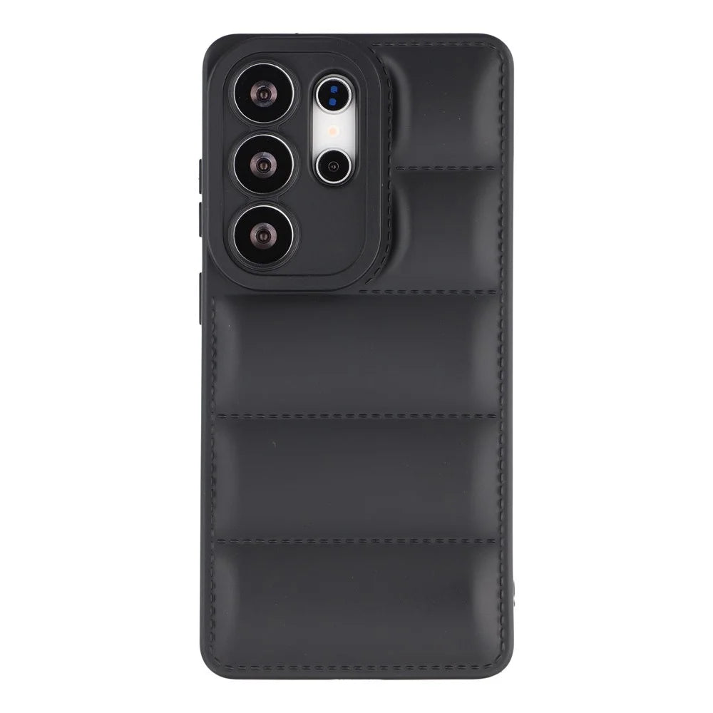 For Samsung Galaxy S26 Ultra TPU Case Down Jacket Design Shock-Absorbent Phone Protector - Black - 1