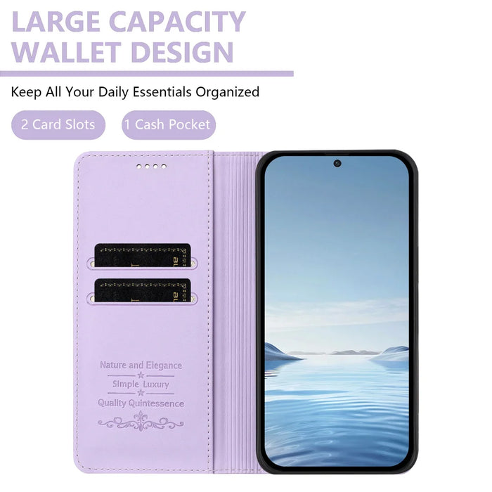 For Samsung Galaxy S26 Wallet Case RFID Blocking Butterfly Imprinted Magnetic Flip Leather Cover - Light Purple - 5