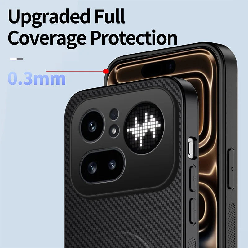 WANLONFENG For Nothing Phone (4a) Pro QT1 Series Magnetic Case with 2Pcs Tempered Glass Films Kickstand Carbon Fiber Texture PC TPU Phone Cover - Black - 5