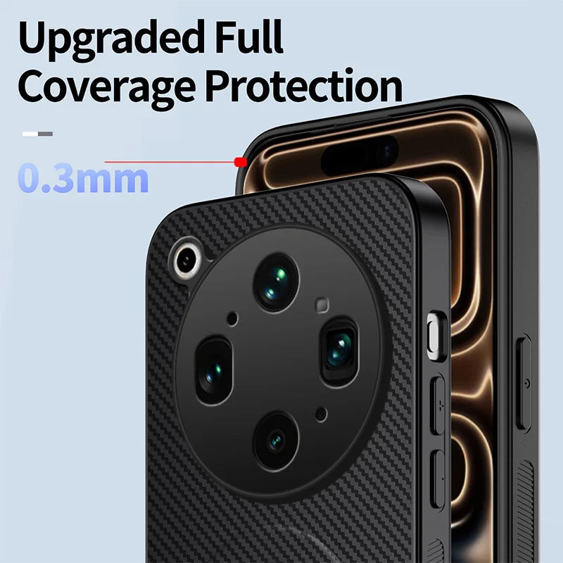 WANLONFENG For Oppo Find X9 Ultra 5G QT1 Series Magnetic Case with 2Pcs Tempered Glass Films Kickstand Carbon Fiber Texture PC TPU Phone Cover - Black - 5