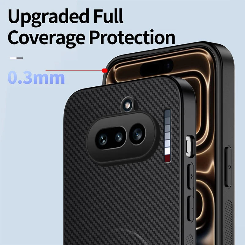 WANLONFENG For Nothing Phone (4a) QT1 Series Magnetic Case with 2Pcs Tempered Glass Films Kickstand Carbon Fiber Texture PC TPU Phone Cover - Black - 5