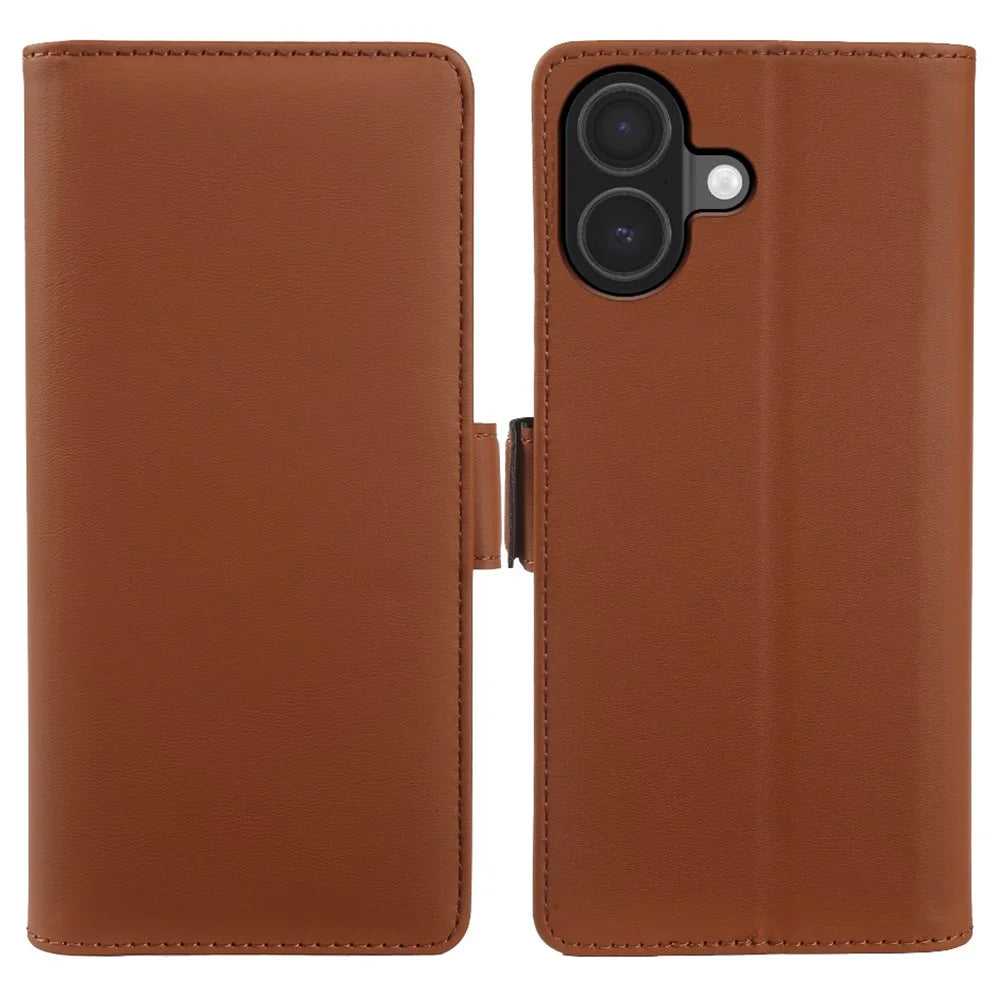 For iPhone 17 Leather Case Wallet Stand TPU + PU Skin-touch Cover - Brown - 1