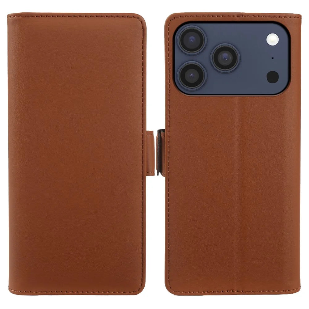 For iPhone 18 Pro Max / 17 Pro Max Leather Case Wallet Stand TPU + PU Skin-touch Cover - Brown - 1