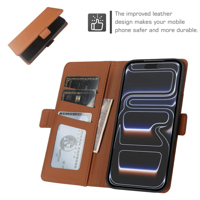 For iPhone 18 Pro Max / 17 Pro Max Leather Case Wallet Stand TPU + PU Skin-touch Cover - Brown - 4