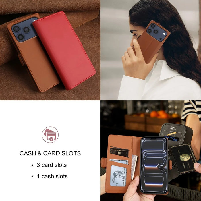 For iPhone 18 Pro Max / 17 Pro Max Leather Case Wallet Stand TPU + PU Skin-touch Cover - Brown - 7