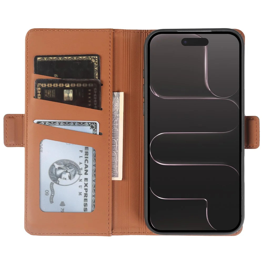 For iPhone Air Leather Case Wallet Stand TPU + PU Skin-touch Cover - Brown - 2