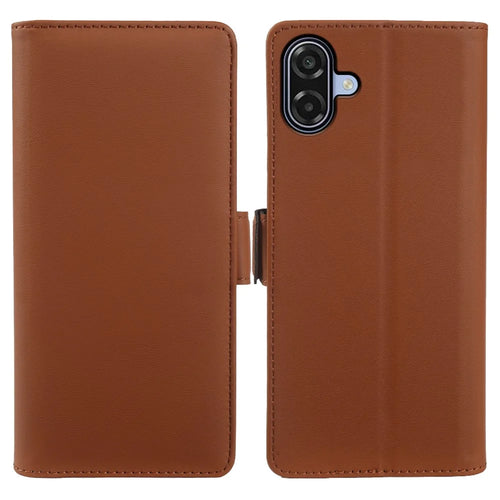 For Samsung Galaxy A08 5G / A08 4G / A07 4G Leather Case Wallet Stand TPU + PU Skin-touch Cover - Brown - 1