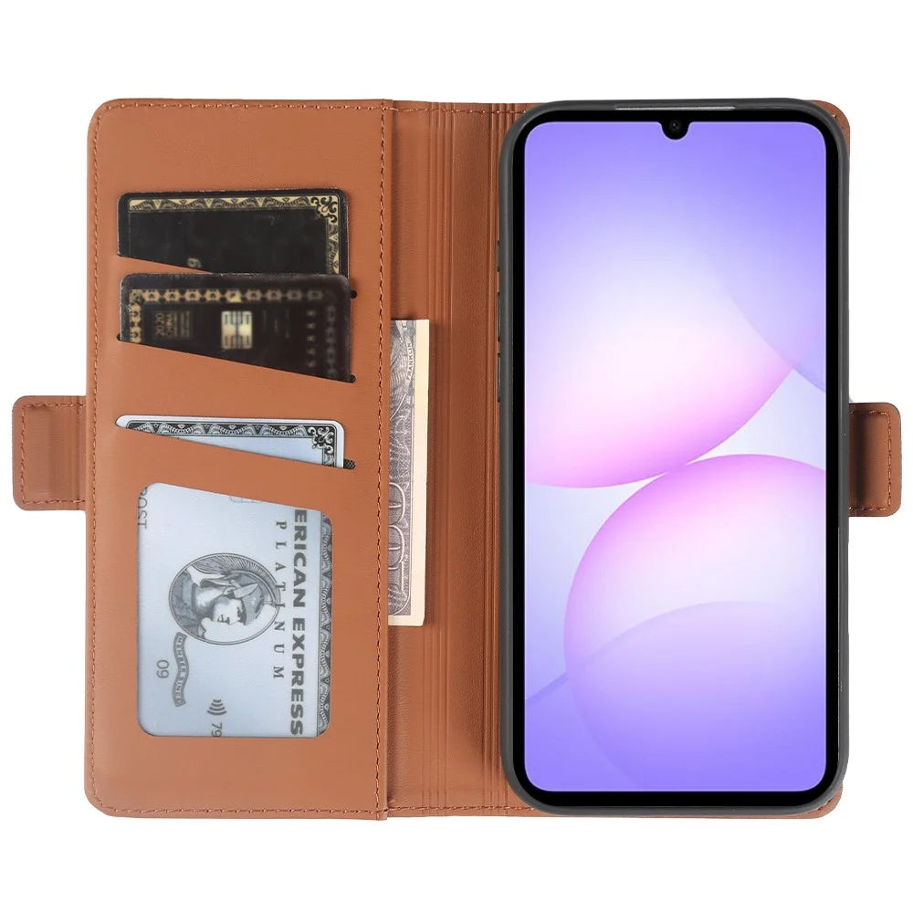 For Samsung Galaxy A08 5G / A08 4G / A07 4G Leather Case Wallet Stand TPU + PU Skin-touch Cover - Brown - 2