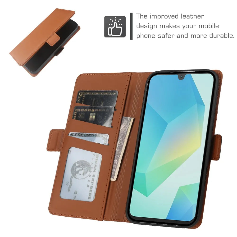 For Samsung Galaxy A16 5G  /  4G Leather Case Wallet Stand TPU + PU Skin-touch Cover - Brown - 4