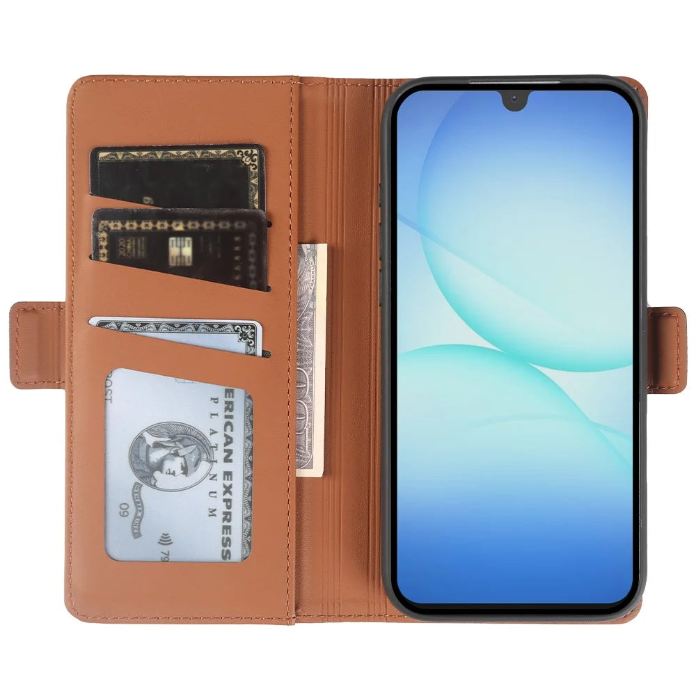 Leather Case For Samsung Galaxy A18 5G / A18 4G / A17 5G / A17 4G Wallet Stand TPU + PU Skin-touch Cover - Brown - 2