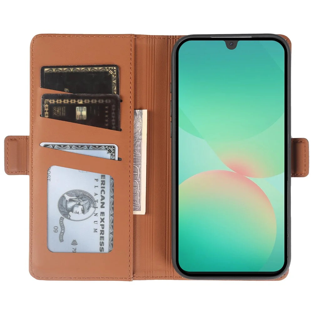 For Samsung Galaxy A26 5G Leather Case Wallet Stand TPU + PU Skin-touch Cover - Brown - 2