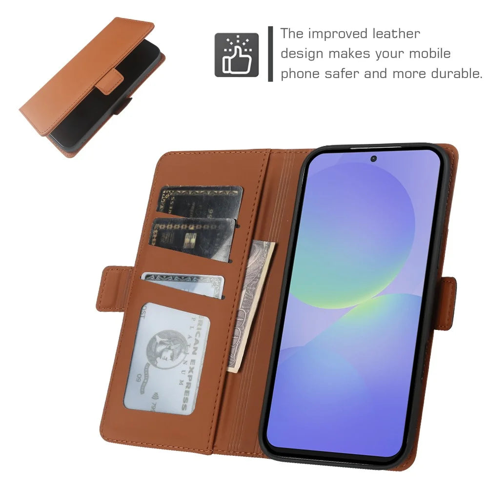 For Samsung Galaxy A36 5G Leather Case Wallet Stand TPU + PU Skin-touch Cover - Brown - 4