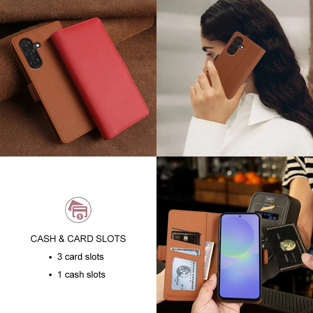 For Samsung Galaxy A36 5G Leather Case Wallet Stand TPU + PU Skin-touch Cover - Brown - 7