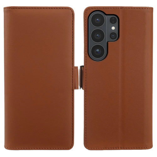 For Samsung Galaxy S26 Ultra Leather Case Wallet Stand TPU + PU Skin-touch Cover - Brown - 1