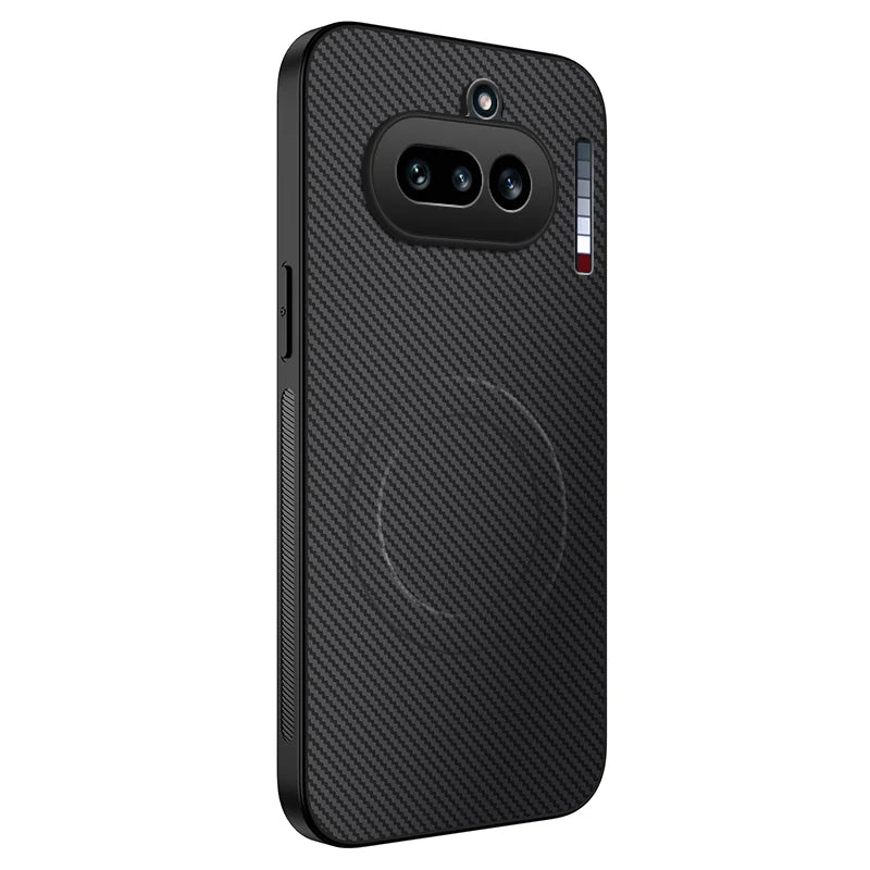 WANLONFENG For Nothing Phone (4a) TQ Series Magnetic Case Carbon Fiber Texture PC TPU Phone Cover - Black - 1