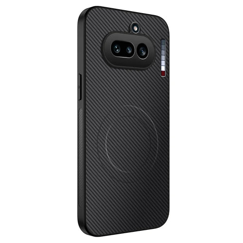 WANLONFENG For Nothing Phone (4a) TQ Series Magnetic Case Carbon Fiber Texture PC TPU Phone Cover - Black - 1