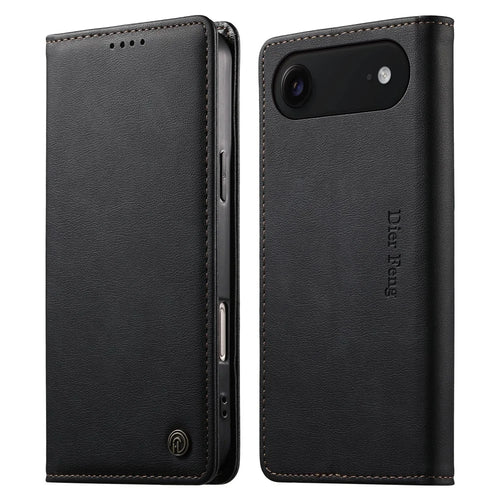 DIERFENG DF-019 for iPhone Air Leather Wallet Case Card Slots RFID Blocking Magnetic Flip Cover - Black - 1