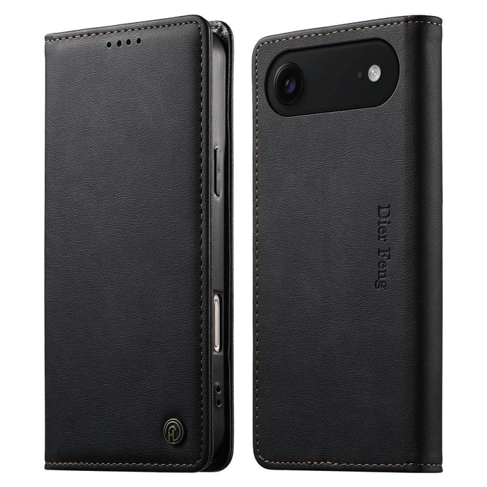 DIERFENG DF-019 for iPhone Air Leather Wallet Case Card Slots RFID Blocking Magnetic Flip Cover - Black - 1