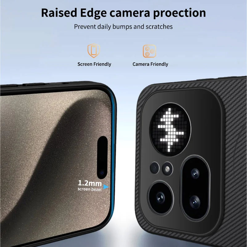 WANLONFENG For Nothing Phone (4a) Pro TQ1 Series Magnetic Case Carbon Fiber Texture PC TPU Phone Cover with 2Pcs Screen Films - Black - 4