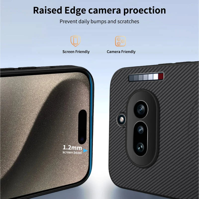 WANLONFENG For Nothing Phone (4a) TQ1 Series Magnetic Case Carbon Fiber Texture PC TPU Phone Cover with 2Pcs Screen Films - Black - 3