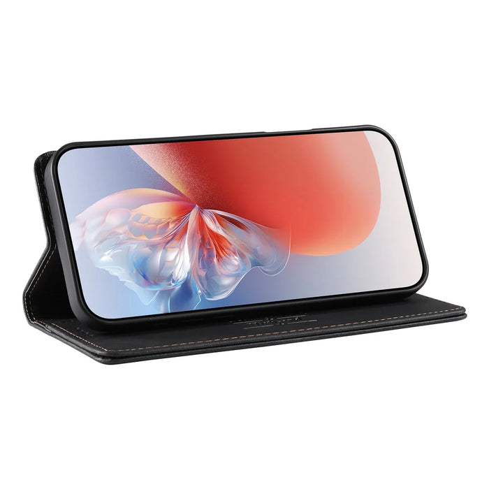 DIERFENG DF-019 Leather Wallet Case for iPhone 17e  /  16e Card Slots RFID Blocking Magnetic Flip Cover - Black - 2