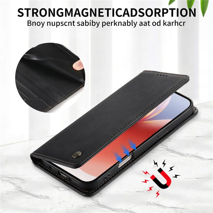 DIERFENG DF-019 Leather Wallet Case for iPhone 17e  /  16e Card Slots RFID Blocking Magnetic Flip Cover - Black - 6