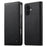 DIERFENG DF-019 for iPhone 16 Leather Wallet Case Card Slots RFID Blocking Magnetic Flip Cover - Black - 1