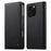 DIERFENG DF-019 for iPhone 16 Pro Leather Wallet Case Card Slots RFID Blocking Magnetic Flip Cover - Black - 1