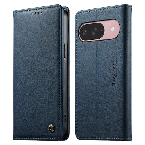 DIERFENG DF-019 for Google Pixel 10  /  10 Pro Leather Wallet Case Magnetic Flip Cover with Card Slots RFID Blocking - Blue - 1