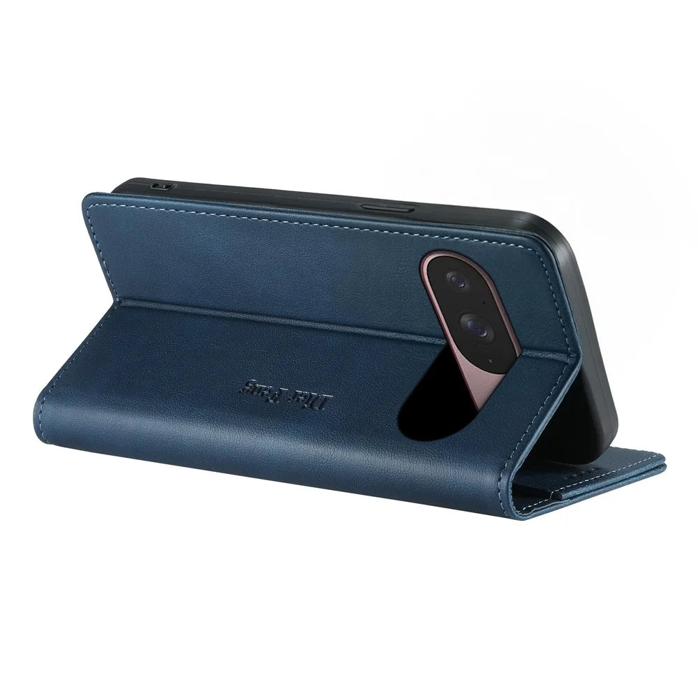DIERFENG DF-019 for Google Pixel 10  /  10 Pro Leather Wallet Case Magnetic Flip Cover with Card Slots RFID Blocking - Blue - 4
