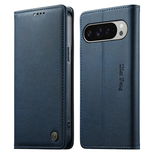 DIERFENG DF-019 for Google Pixel 10 Pro XL Leather Wallet Case Magnetic Flip Cover with Card Slots RFID Blocking - Blue - 1