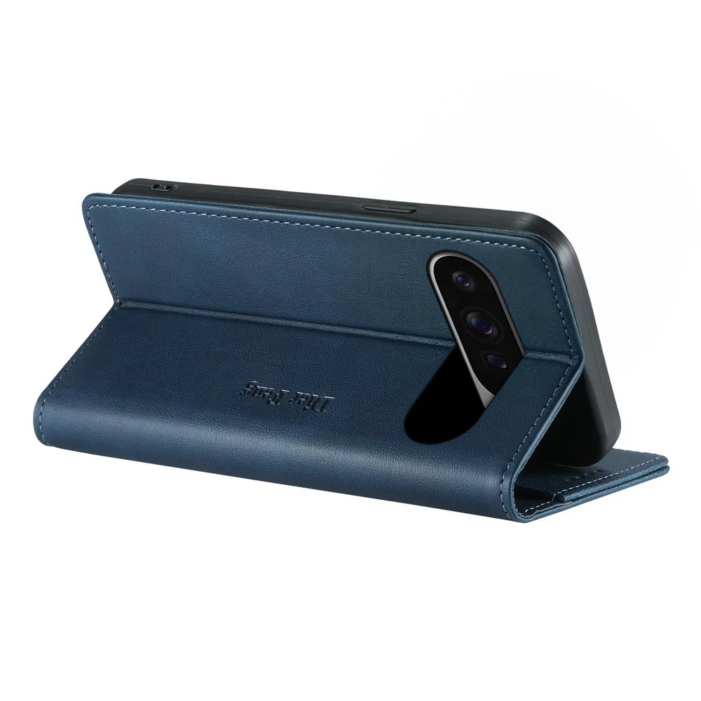 DIERFENG DF-019 for Google Pixel 10 Pro XL Leather Wallet Case Magnetic Flip Cover with Card Slots RFID Blocking - Blue - 4