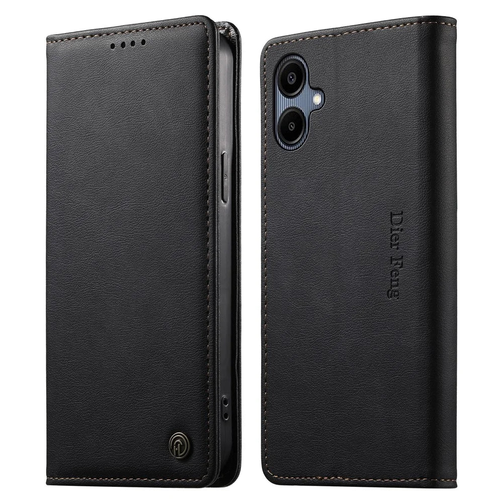 DIERFENG DF-019 for Samsung Galaxy A08 5G / A08 4G / A07 5G / A07 4G  Leather Wallet Case Magnetic Flip Cover with Card Slots RFID Blocking - Black - 1