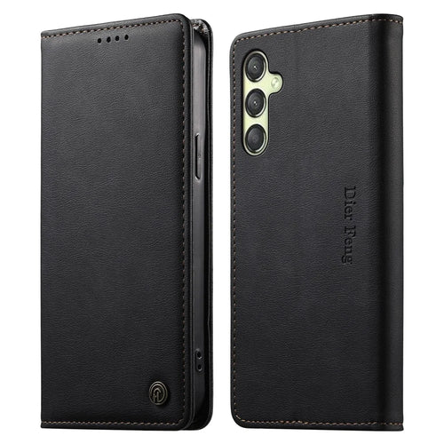 DIERFENG DF-019 for Samsung Galaxy A25 5G (Global) (161mm) Leather Wallet Case Magnetic Flip Cover with Card Slots RFID Blocking - Black - 1