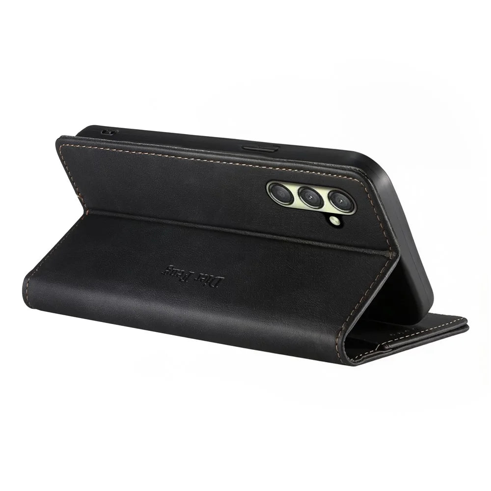 DIERFENG DF-019 for Samsung Galaxy A25 5G (Global) (161mm) Leather Wallet Case Magnetic Flip Cover with Card Slots RFID Blocking - Black - 4